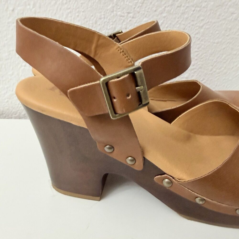 Korks by Kork-Ease Brown Leather Clog Heels Mary Jane Platform Shoes Women 10/42 - Picture 8 of 11